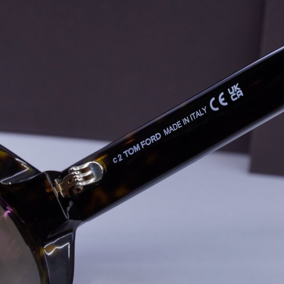 Tom Ford FT1113 52G Inger Round Sunglasses - Dark Havana/Brown Mirror
